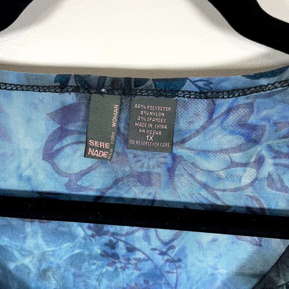 SERE NADE NY Womens XL Whimsygoth Burned Velvet Contrast V Neck 3/4 Sleeve - Picture 2 of 8